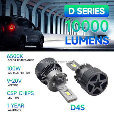 Masters D Series 100W 10000 Lumens 6500K Cool White D1S/D1R D2S/D2R D2H D3S/D3R D4S/D4R D5S/D5R D8S/D8R Headlamp Bulbs