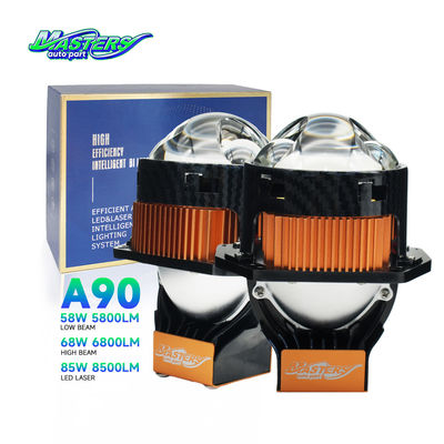 마스터스 A90 렌즈 LED 레이저 / 하이 / 로 빔 85W 8500 루멘스 3 인치 듀얼 레이저 프로젝터