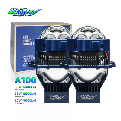 마스터스 A100 렌즈 LED 레이저 / 하이 / 로 빔 90W 9000 루멘스 3 인치 듀얼 레이저 프로젝터